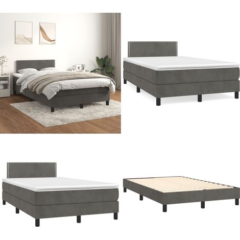 Boxspringbett mit Matratze Dunkelgrau 120x200 cm Samt - Samtbett - Boxspringbett - Doppelbett - Bettenrahmen - Hochwertige Matratze - Home & Living (1/5)