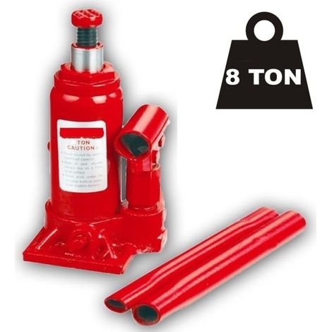 Cric Bouteille - 8000 Kg - Piston 15 Cm - Extension 9 Cm - Alliage Métallique - 1 Pièce