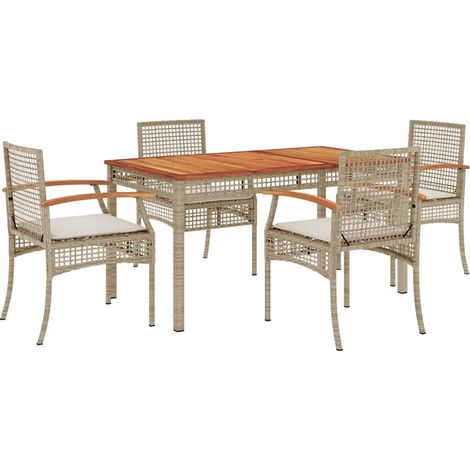 Maison Exclusive - Set comedor de jardín 5 pzas con cojines ratán (1/5)