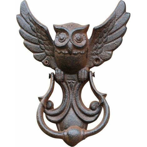 Heurtoir de porte en fonte - Style vintage - Chouette - Décoration pour votre jardin, maison en bois, maison de ferme (1/5)