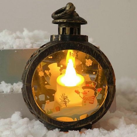 Lanterne vintage pour bougies, lanterne décorative à LED fonctionnant sur piles, lanterne de Noël à poser sur une table, bougeoirs de Noël (1/2)