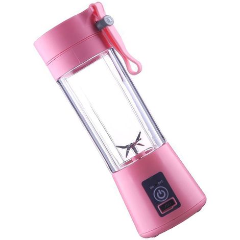 Tragbarer Standmixer 380 ml, USB-aufladbar, 6-Klingen-Mixbecher, elektrischer Fruchtmixer für Babynahrung und Milchshakes, Rosa (1/5)
