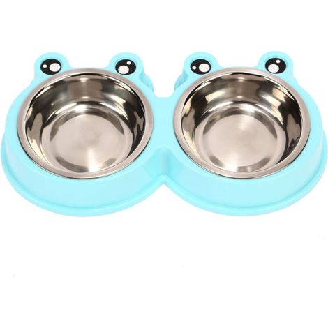 Gamelle Chien et Chat Bol en Acier Inoxydable Antidérapante Bol pour Animaux de Compagnie Bol de Nourriture (27x14.5x4CM)-Ensoleillé
