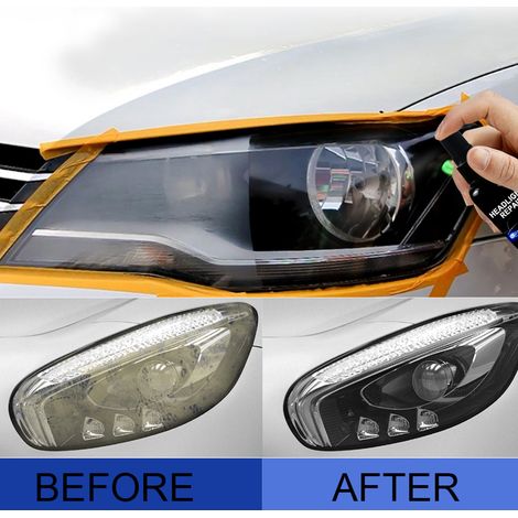 Liquide de rénovation optiques de phares 50ml, fluide restaurateur polyvalent pour vitres auto, kit avec éponge, traitement anti-jaunissement et rayures, usage voiture. (1/5)