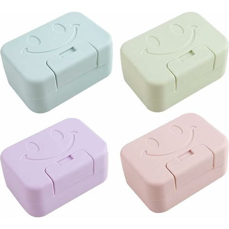 4 Pack Boite Savon(Vert, Bleu, Violet, Rose) Voyage Portable Porte Savon avec Couvercle Porte-Savon en Plastique Etanche pour Salle de Bain,Voyage,Camping, Extérieur (1/5)