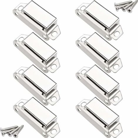 Serrures magnétiques, serrures magnétiques de porte de 10 kg et 32 ​​vis, acier inoxydable 304, serrures magnétiques pour la fermeture de meubles/armoires/portes d'armoires (lot de 2) (1/4)