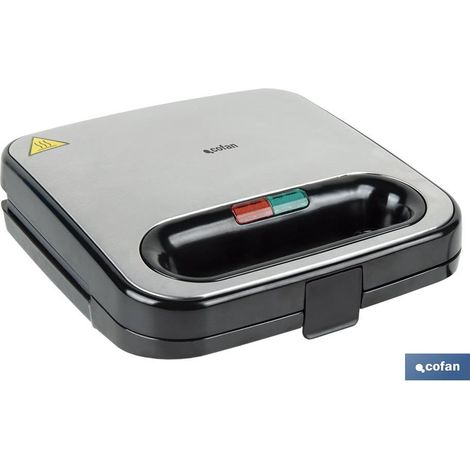 Sandwichera color acero/negra 750w 23.7 x 23.3 x 8 cm (1/4)