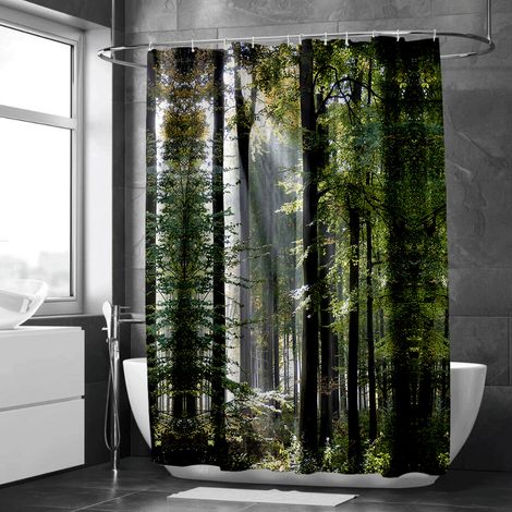 Rideau de douche motif encre zen décor, rideau salle de bain, 180x180 cm