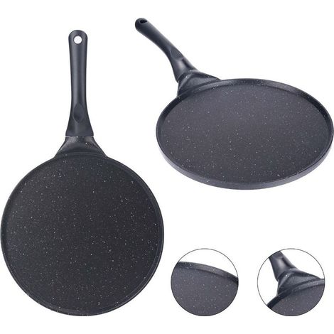 TrAdE Shop Traesio - Padella Antiaderente Piastra Liscia Tonda Per Crepes Nera Accessori Per Cucinare 624388 - (1/4)