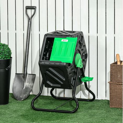 Composter rotante 60x49x77 cm, capacità 65 L, 360° girevole, 48 fori di aerazione, plastica nera (1/5)