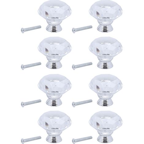 40mm Crystal Glass Knob, 8-Piece Diamond Drawer (1/5)