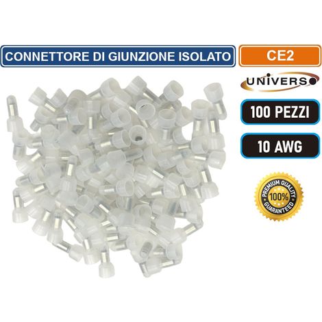 UNIVERSO CE2 CONFEZIONE 100 PEZZI CONNETTORE DI GIUNZIONE A CRIMPARE ISOLATO PER CAVI DA 10 AWG (1/5)