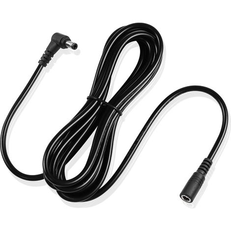 9.8ft DC rallonge 5.5mm X 2.1mm 90degree Angle Droit mâle Femelle câble d'alimentation 18awg pour CCTV sécurité Surveillance intérieure Caméra IP Bande LED, Voiture, etc (Noir) (1/5)