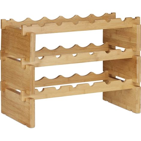 Mensola portabottiglie impilabile su 3 livelli 45 cm bambù 1300021712