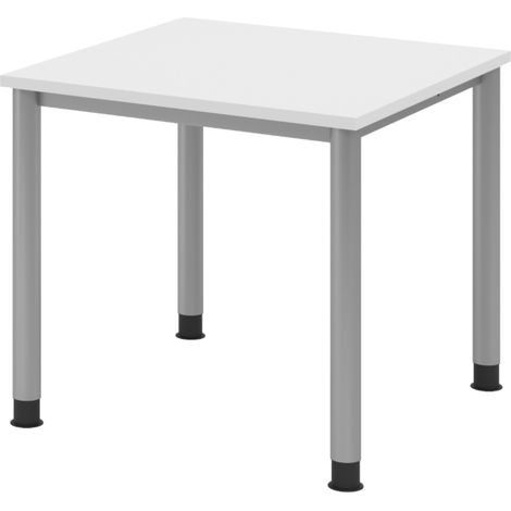 bümö Schreibtisch Serie-H Quadrat: 80 x 80 cm  Weiß