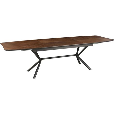 Table de salle à manger GRANI – MDF placage noyer et métal – 180-270 cm – Extensible (1/5)