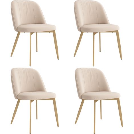 Set di 4 sedie da pranzo/cucina 50×47×80 cm con schienale alto in velluto per sala da pranzo, soggiorno, bar, beige
