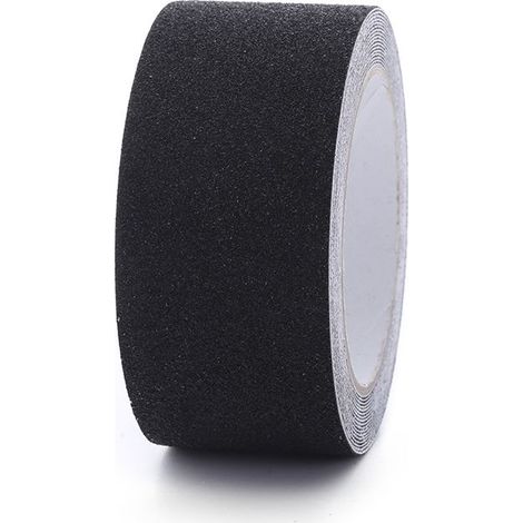 Ruban adhésif antidérapant, 2 rouleaux 5 cm x 5 m, ruban adhésif de sécurité antidérapant en PVC, autocollant, escaliers, marches, antidérapant à l'intérieur et à l'extérieur (Noir) (1/5)