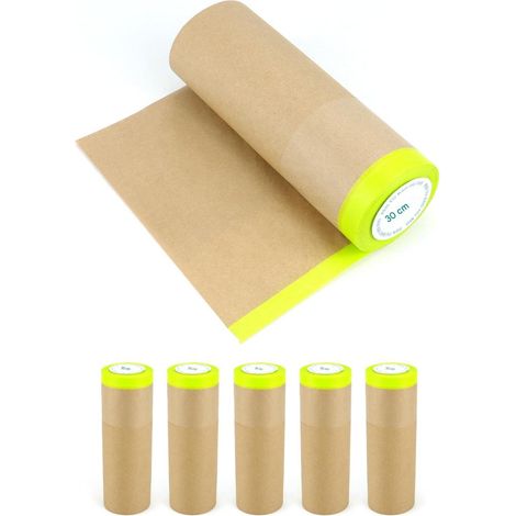 Afplakvel - Kraftpapier Zelfklevend - 30 cm x 15 m - Voor Schilderen Spuiten Autolakken Olieverf - 6 Rollen (1/5)