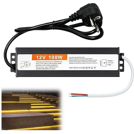 250V to 12V Transformer: Converter, 220V AC to 12V DC Transformer, Constant Voltage LED Driver Plug for Strips, Bulbs, Spotlights and Light Bars (White) (1/5)