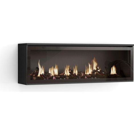 Skraut Home – Cheminée électrique LED effet flamme 107x38x25cm – 34W avec télécommande – Design moderne noir pour salon et salle à manger