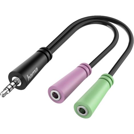 Câble de raccordement Hama 00200352 Jack audio [1x Jack mâle 3.5 mm - 2x Jack femelle 3.5 mm] 0.15 m (1/2)