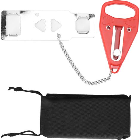 Verrou de sécurité rouge pour porte de voyage, double usage, portable, antivol, cadenas temporaire pour chambre, bloque-porte (1/5)