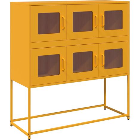 Maison Exclusive - Aparador de acero laminado en frío amarillo 10
