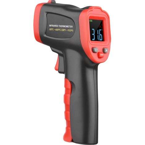 Tragbares, berührungsloses Infrarot-Thermometer mit Farbdisplay und Pyrometer zum Kochen, Grillen, für Schokolade und Pizza. Temperaturbereich: -50 °C bis 600 °C / -58 °F bis 1112 °F.