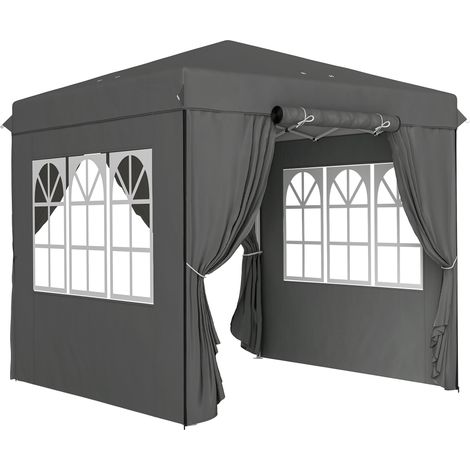 Pabellón plegable pop-up 2,5 x 2,5 m gris oscuro con 4 laterales (1/4)