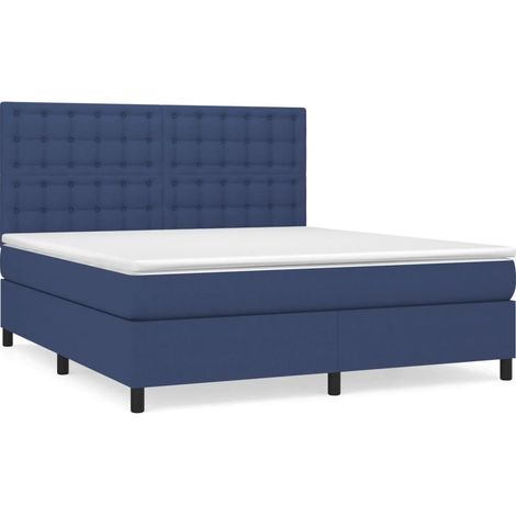 Maison Exclusive - Cama box spring con colchón tela azul 180x200 (1/5)