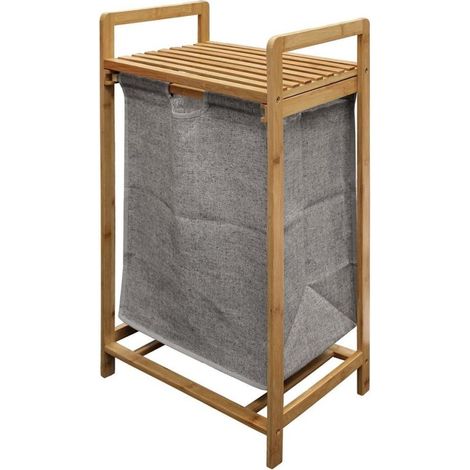 Meuble à linge 1 panier amovible bambou Tao (1/3)