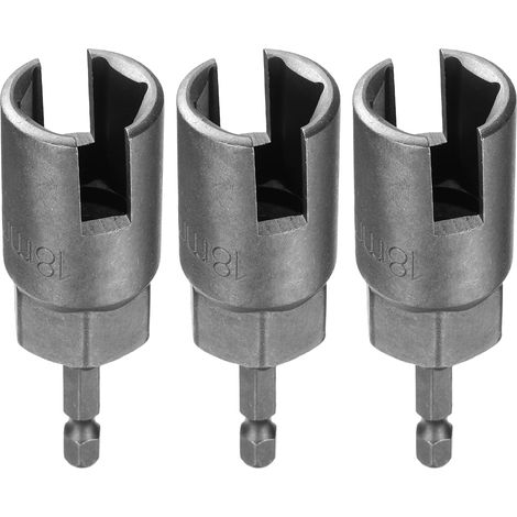 3 Pièces H18 Clé à Écrou à Ailettes 18mm Métrique Douille 6 Points Tige Hexagonale 1/4" Foret à Ailettes Profondes en Acier Cr-V Outil de Choc (1/5)
