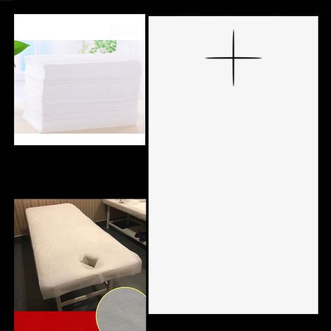 Drap jetable pour table de massage 50 pièces, imperméable et anti-huile, blanc avec trou, 80x180 cm, épais et respirant, housse de lit spa pour salon (1/5)