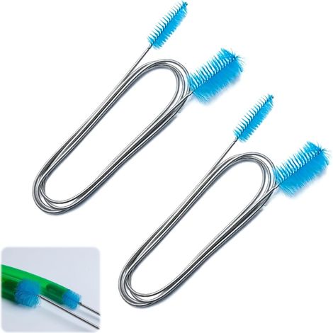 Brosse Aquarium - Lot de 2 - Nylon et Acier - Double Extrémité - Tuyau et Filtre - 155 cm Bleu (1/5)