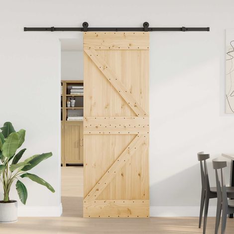 vidaXL Sliding Door NARVIK Natural and Black 70 x 210 cm (213.5 cm)