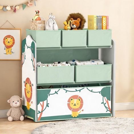 Étagère de rangement enfant 3 niveaux 6 boîtes en tissu (1/5)