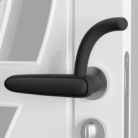 Housse de poignée de porte, noir , housse de poignée de porte en silicone anti-pincement, antistatique pour poignées de porte carrées plates (gauche ouvert) (1/5)