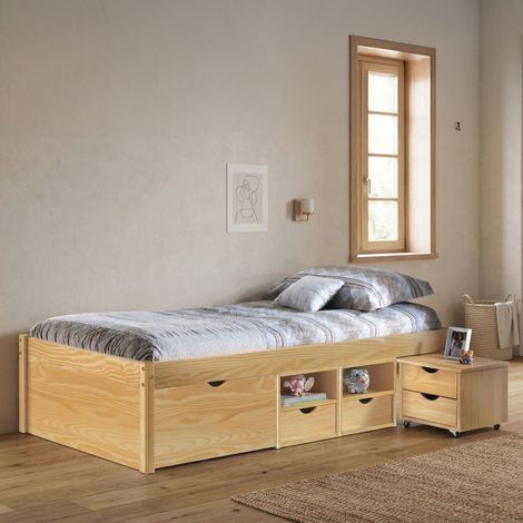 Cama Matrimonial Cavallo, Cama Matrimonial con Almacenaje, Matrimonial, Marrón (1/4)