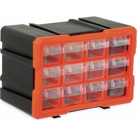 Boîte à outils DAYTOOLS TW2022, plastique, 12 pièces, noir/orange