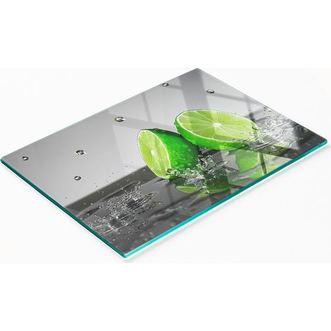 Tabla de cortar y servir decorativa de vidrio color lima en agua, 80x52 cm (1/5)