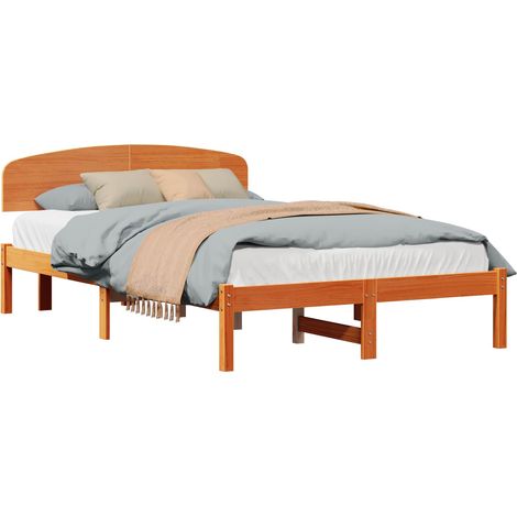 Maison Exclusive - Struttura del letto Marrone cerato 135 x 190 cm Pino massello (1/5)