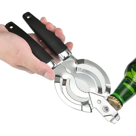 Apribarattoli, schiaccianoci multifunzionale Apribarattoli per uso domestico, per anziani, cucina, casa, piano di lavoro, sala da pranzo, acqua, birra, bibite, frutta secca (1/5)