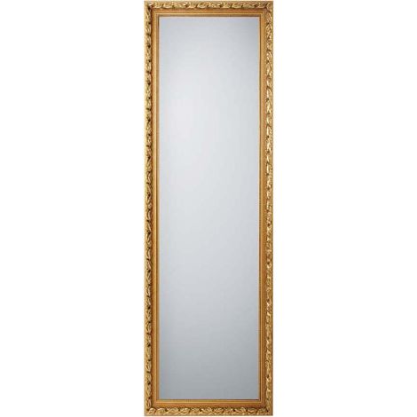 Wandspiegel Holzspiegel Ganzkörperspiegel Barock goldfarben Flurspiegel H 150 cm (1/5)