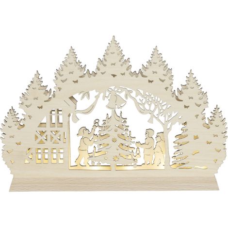 Saico Lichterbogen Weihnachtsbaum inkl. LED-Stripe Holz 22 cm warmweiß natur Lichterbogen