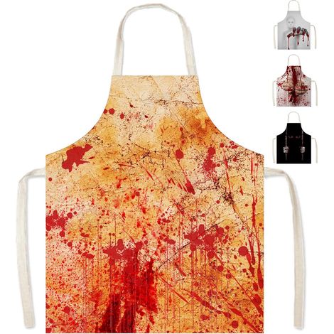 Tablier d'Halloween avec éclaboussures de sang pour adulte, 65 x 75 cm, accessoire de déguisement de boucher effrayant, accessoire de cosplay, tablier de cuisine réglable et (1/5)
