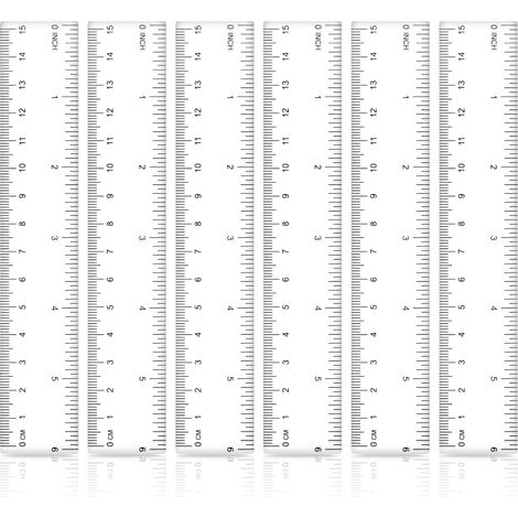Lot de 6 règles transparentes en plastique de 15 cm (6 pouces), outils de dessin, règles droites incassables, règles transparentes pour fournitures de bureau (transparentes) (1/5)