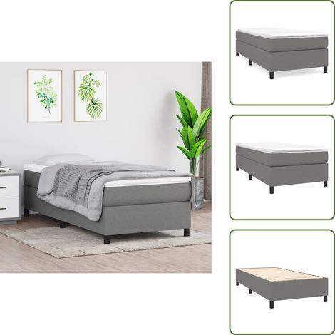Cama de tela - vidaXL Estructura de cama con somier tela gris oscuro 90x200 cm - Cama gris oscuro