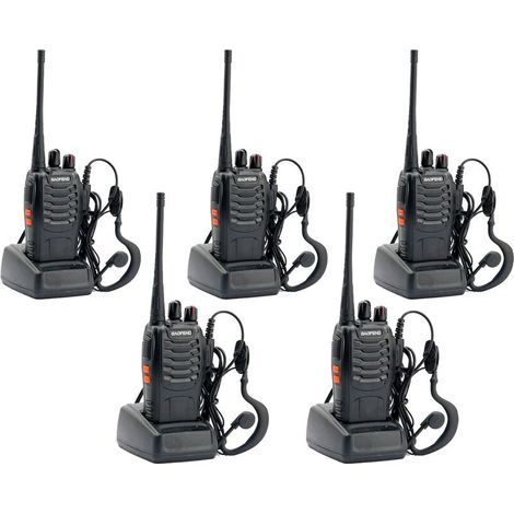 Lot de 5 talkies walkies BF-888S longue portée 5km, 16 canaux avec câble USB (1/5)