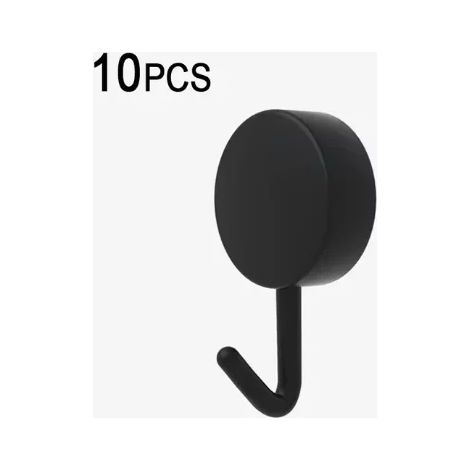(Lot de 10 crochets adhésifs noirs) Crochets muraux auto-adhésifs résistants, sans perçage, pour manteaux, sacs, portes de salle de bain, porte de cuisine, porte-serviettes, accessoires de rangement p (1/5)